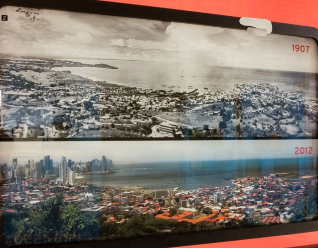 BioMuseo -- Panoramas of Panama City in 1907 during the American construciton of the canal and a century later; Panama City, Panama