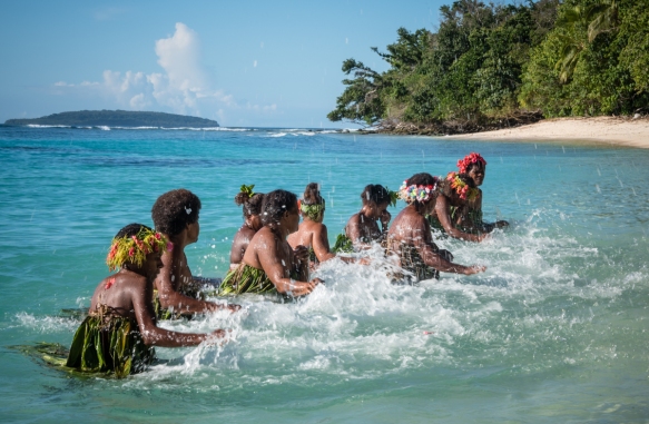 The “Water Women” performing in the surf, Mavea Island, Vanuatu